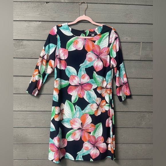 Tommy Hilfiger Dresses & Skirts - Tommy Hilfiger Navy with Vibrant Tropical Floral Pattern Dress Sz 10 Vacation